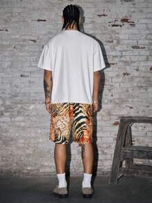 AXEPEAK Urban Printed Short Sleeve T-Shirt Set For Men - Apricot - View 2