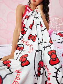 HELLO KITTY AND FRIENDS | SHEIN 1 件可爱卡通图案双面法兰绒毯子、床/沙发套、柔软温暖、可机洗、多种尺寸