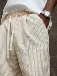 Manfinity Hypemode 男士休闲宽松直筒裤，柔软舒适的纹理面料，适合街头服饰、嘻哈、滑板和日常穿着，送给男朋友/丈夫的完美礼物，Y2K 风格，男士条纹裤，男士宽松直筒休闲裤，秋季