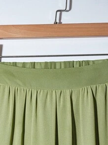 SHEIN Clasi Mint Green Chiffon Fashionable Women Mini Skirt With Zipper, Elegant Vacation Skirt - Mint Green - View 4