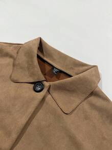 INAWLY Faux Suede Long Sleeve Single Breasted Loose Casual Jacket Fall Winter Cloth For Women Autumn