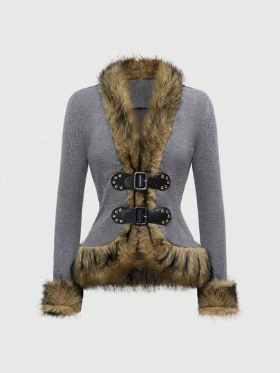 Cárdigan retro vintage hippie con camisa de parches y peluda para mujeres