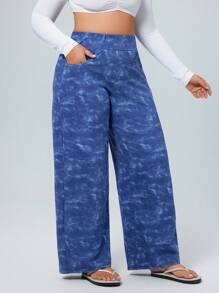 Flexra Jeans novio de pierna ancha de punto elástico extra grande - Azul lavado oscuro - Ver 5