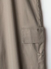 SHEIN LUNE Conjunto de 2 piezas de camisa con diseño casual y sencillo y pantalones de pierna ancha, talla grande