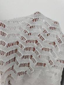 Swim Vcay Women's White Crochet Tassel Tie Hollow Out Beach Cover Up For Summer Beach Vacation - White - View 6