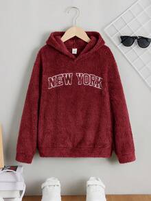 SHEIN 休闲户外宽松日常百搭连帽长袖青少年男童运动衫