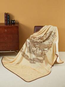 HARRY POTTER X SHEIN Animal And Letter Graphic Sofa Blanket, Soft And Warm Gift,Spring / Winter, Back To School - Yellow - View 5