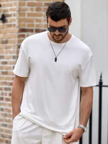 Manfinity VCAY Casual Lemon Graphic Print White Loose T-Shirt For Men Lemon Shirt Men Lemon Graphic Tee Men Graphic Tees Fruit Graphic Tee Big And Tall Graphic Tees - White - View 6