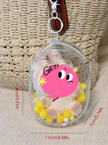 1 件便携式迷你透明拉链收纳袋、紧凑型多功能收纳袋、带钥匙扣的耳机和充电器盒、透明旅行配件，用于旅行收纳袋、化妆包、化妆包、度假收纳包、大容量化妆品收纳盒化妆盒，适用于口红、刷子、护肤品、手机、硬币、小物品，适用于家庭、礼物、度假和节日万圣节圣诞节多功能用途