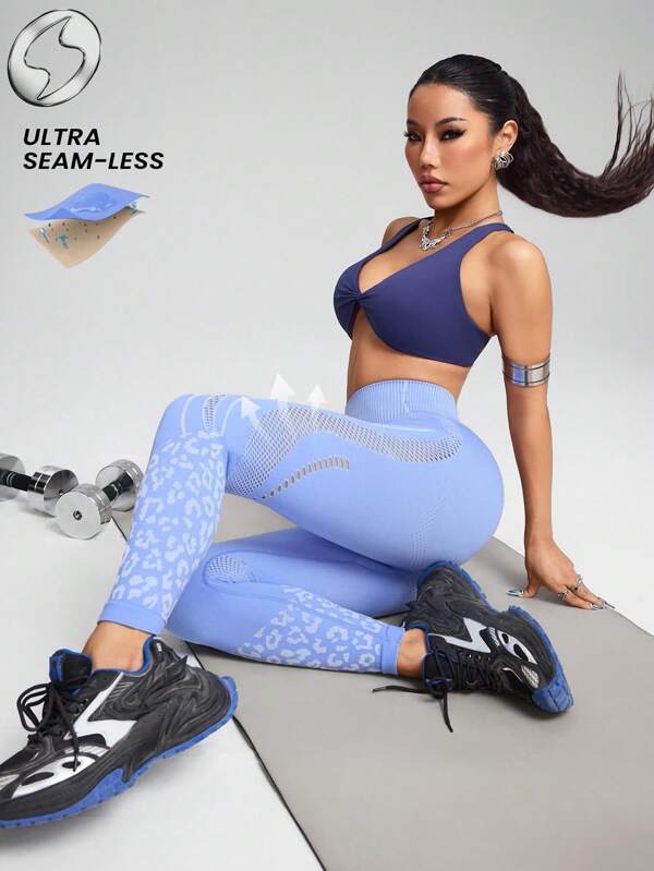 Innovista Leggings esportivas de treino sem costura de leopardo com padrão de animais selvagens, cintura alta, costas em V, para lazer, ioga, pilates, HIIT, treinamento, escritório para academia, calças esportivas, verão, calças macias e macias, roupas estampadas, malha funcional, respirável, controle de barriga, compressão
