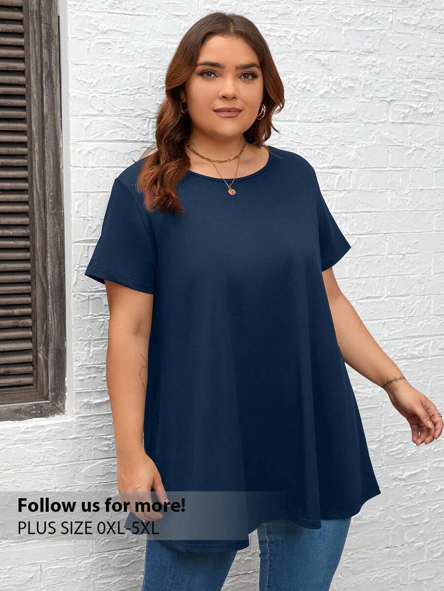 Firerie 大码夏季休闲纯色短袖 T 恤