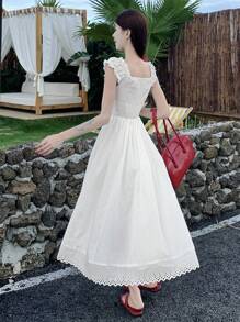 Women's Solid Color Mid-Length Korean Style Fresh Summer Dress Boho - White - View 2