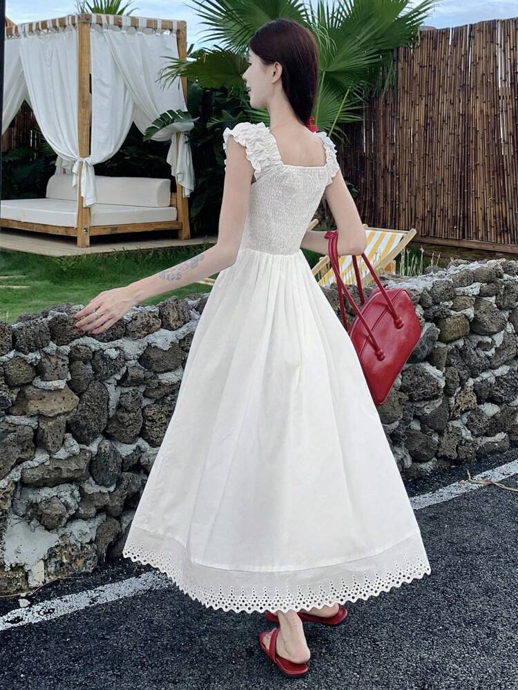 Women's Solid Color Mid-Length Korean Style Fresh Summer Dress Boho
