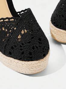 Styleloop Women's Rope Woven Platform Wedge Sandals, Suitable For Party, Wedding, Daily Wear, Vacation - Black - View 4