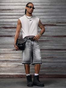 AXEPEAK Men's Casual Sleeveless Tank Top With Printed & Rhinestone Design, Lightweight Summer - White - View 4