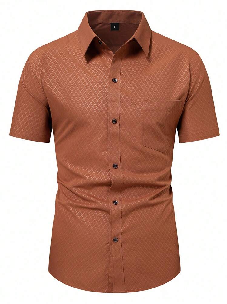 short sleeve slim fit dress shirts for men Tom Baine Solid Performance Button Down