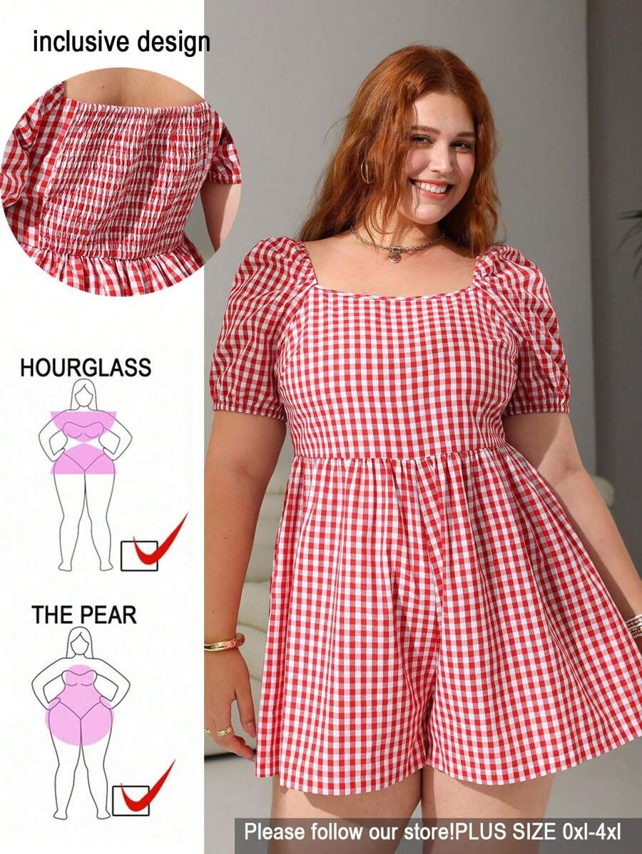 SHEIN EZwear Plus Size Casual Cherry Fruit Print Loose Jumpsuit, Spring/Summer - Multicolor - View 1