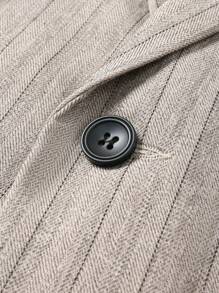 Manfinity Bizformal Men's Striped Long Sleeve Suit Jacket - Grey - View 4