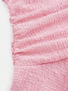 Girlism Váy yếm xếp nếp lưới đan cho bé gái tuổi teen, phong cách nữ tính thanh lịch dành cho các buổi tiệc, đi chơi, đi biển, đi nghỉ, đi chơi bohemian, đi biển, khách dự tiệc cưới, hòa nhạc, tiệc tùng - Hồng - Xem 4