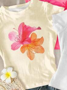 SHEIN Leap Crew 3 件套青少年女孩修身休闲简约舒适圆领长袖 T 恤，适合夏季