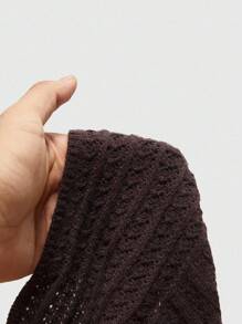 ROMWE Fairycore Áo hở vai không tay thắt nơ thêu hoa thực vật gợi cảm màu be đi biển cho nữ - màu nâu - Xem 5