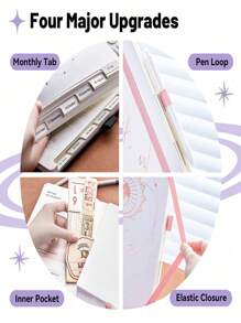 SHEIN 2025-2026 Planner Notebook Agenda English Inner Soft Leather Cover 204Sheets/408Pages Monthly/Weekly/Daily PlanerDairy Journal For Students Gifts Office&SchoolSupplies Stationery Christmas New Year Gifts