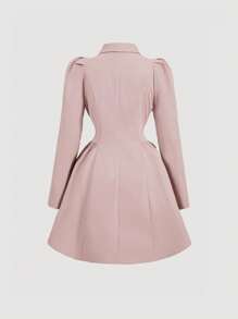 SHEIN MOD 卡其色收腰长袖女式风衣，女式风衣，秋季女式连衣裙 - 粉色 - 查看 2