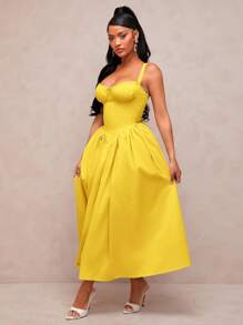 SHEIN SXY 优雅性感的复古宫廷风格纯色杏色/卡其色细肩带公主裙，浪漫芭蕾舞裙，适合情人节约会、派对、生日、毕业舞会、正式场合、日常穿着、节日、海滩