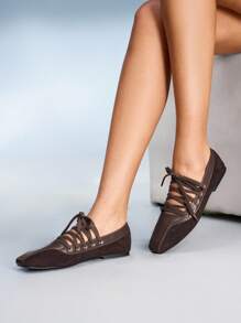 CUCCOO GRLICON 女士 Y2K 风格平底鞋，适合朋克、骑行者、酷女孩、万圣节、圣诞节、派对装扮 - 棕色 - 查看 4