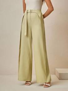 Anewsta 秋冬新款时尚女士高档收腰西装裤 - 黃色 - 查看 5