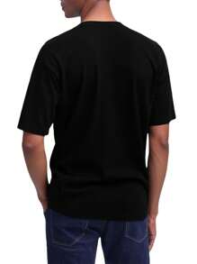 Champion Áo thun nam tay ngắn in chữ thường ngày mùa hè - Màu xanh hải quân - Xem 2