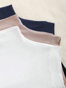 Sweetra Top canotta senza maniche da donna casual di colore unito, con colletto alto e stile minimalista