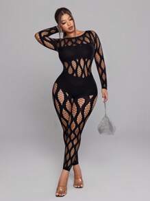 NU&NOW Monos de talla grande para mujer, elásticos, sexy, transparentes y calados