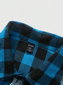 ROMWE MEN Street Life Camisa de hombre con adornos de rhinestones, apta para uso diario, primavera/verano - Multicolor - Ver 6