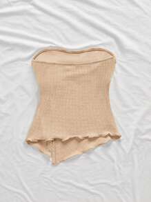 Firerie 女士优雅浪漫时尚通勤性感别致黄色荷叶边抹胸上衣，适合派对、海滩度假、返校、浪漫约会、婚礼季、生日、复活节、春夏季