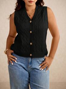 Elaquor Damska kamizelka dzianinowa na guziki w dużym rozmiarze, casualowa, biznesowa, swobodna, nauczycielska, jesień/zima