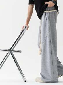 Manfinity EZcore 男士松紧腰抽绳宽松休闲夏季时尚运动裤灰色宽松运动裤阔腿运动裤男士宽松运动裤超大码运动裤