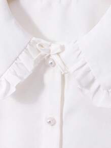 Áo cánh trắng cổ Peter Pan dễ thương cho bé gái tuổi teen, đồng phục học sinh phong cách Hàn Quốc - trắng - Xem 4