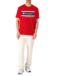 Champion Áo thun nam cổ tròn tay ngắn cơ bản thường ngày cho mùa hè - Đỏ - Xem 3