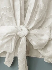 SHEIN LUNE Plus Size Women Jacquard Long Sleeve Loose Casual Shirt Summer Outfits For Women Vacation Outfits Women Summer Outfits For Women Summer Clothes European Summer - White - View 3