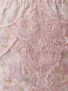 ROMWE EDITION Gonna stile vintage romantico a sirena per taglie forti da donna, in tessuto jacquard con catena di perle e rifiniture in pizzo - Rosa - Visualizzare 2
