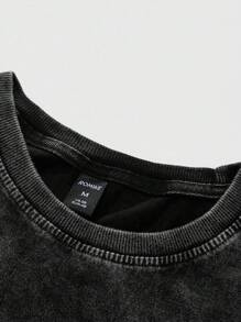 ROMWE MEN Grunge Punk Maglietta uomo con grafica punk di strada e effetto vissuto