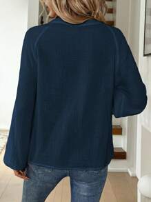 SHEIN LUNE Paisley Contrast Embroidered Drop Shoulder Bohemian Style White Blouse, Long Sleeve