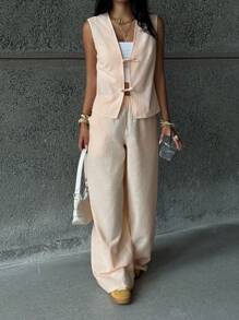 Coolane Kids 青少年女孩春夏条纹浅蓝色套装、两件套服装、亲子服装 - 黃色 - 查看 6