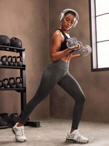 Powerista Solid Color Simple Fashionable Casual Sports Leggings For Daily Wear Yoga Women Pants