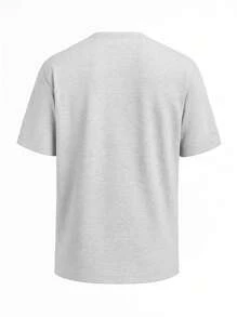 Champion Áo thun nam tay ngắn in họa tiết màu tương phản thường ngày mùa hè - Xám - Xem 5