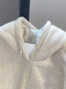 SHEIN 畅销款带帽子的老鼠刺绣连帽衫 - 灰色 - 查看 4