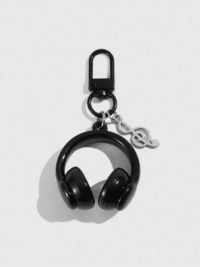 Grunge Punk 1pc Black Headphone Pendant Accessory, Suitable For Back To School Season Wear Or Music Festival Gift