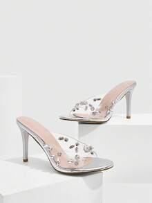 CUCCOO SZL 女士圆头蝴蝶结细高跟凉鞋 - 銀色 - 查看 1