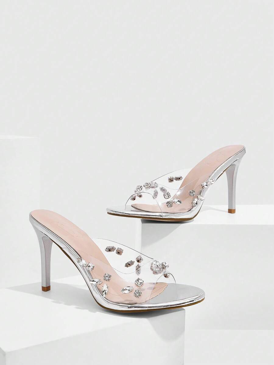 CUCCOO SZL 女士圆头蝴蝶结细高跟凉鞋 - 銀色 - 查看 1